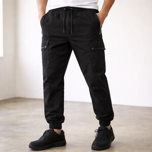Brooklyn Cloth Cargo Pants Men’s XL Black Jogger Style Zipper Pockets Streetwear